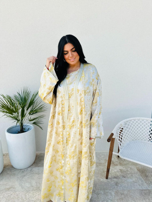 Abaya Caftan Fleurie Élégance Dorée