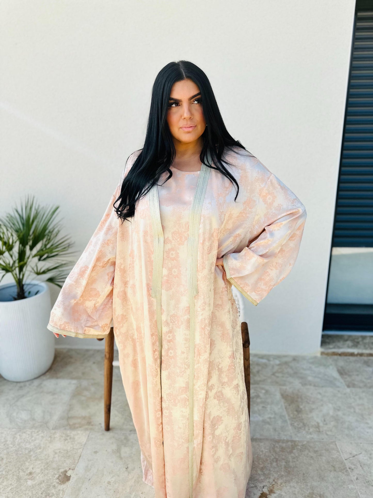 Vente Abaya Caftan Fleurie Élégance Dorée