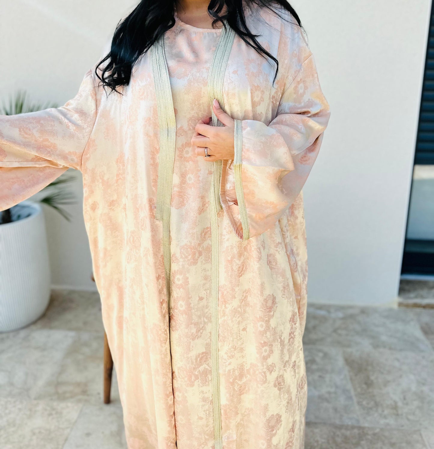 Vente Abaya Caftan Fleurie Élégance Dorée