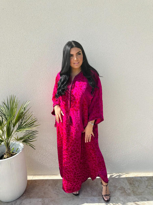 Vente robe  longue imprimé fuchsia
