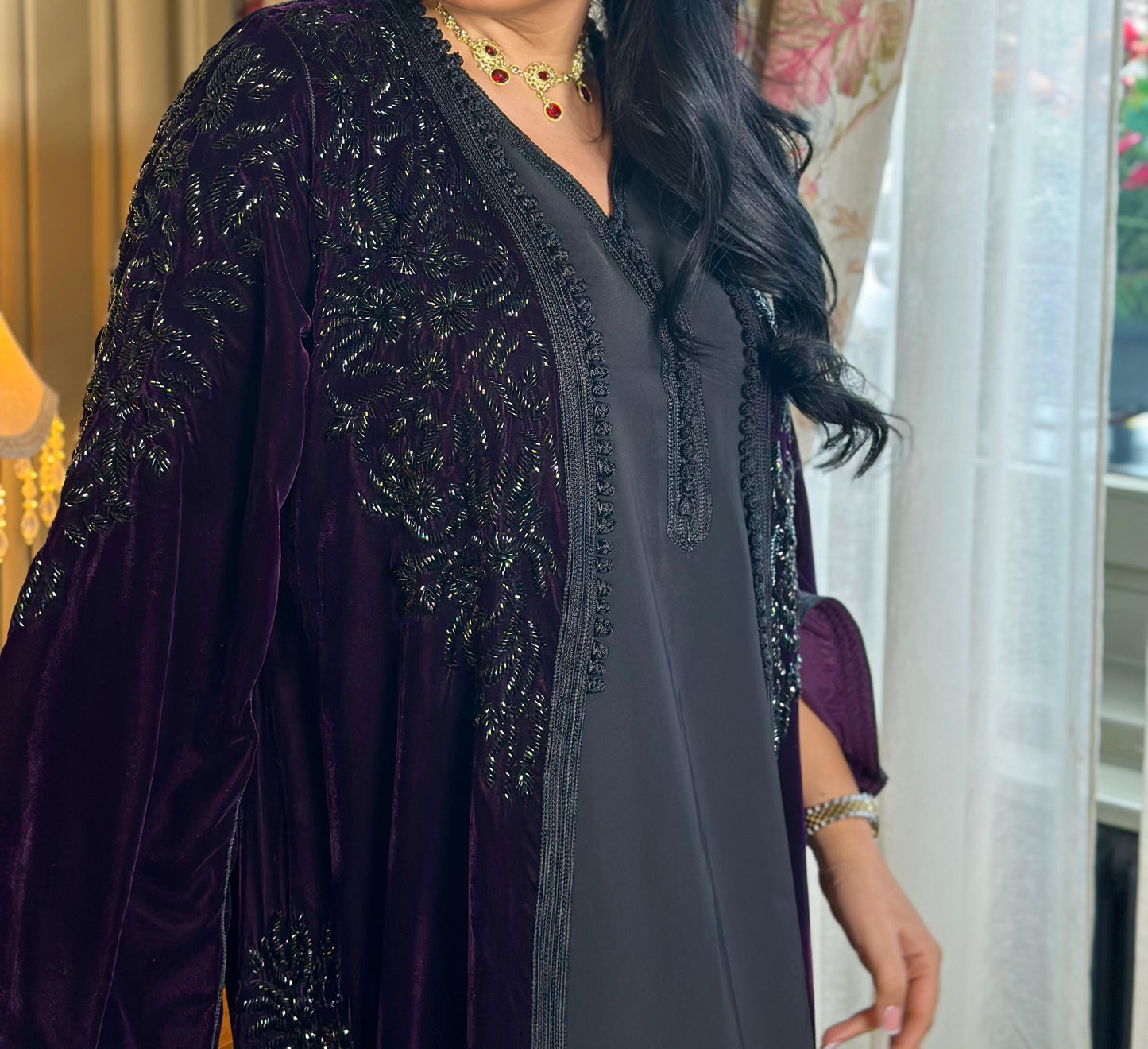 Location - Caftan “NOOR” – Pourpre Impérial